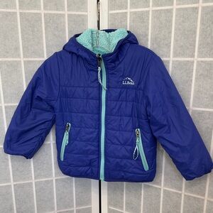 L.L.Bean Reversible Kids Puffer Jacket with Mint Accents Size 2T